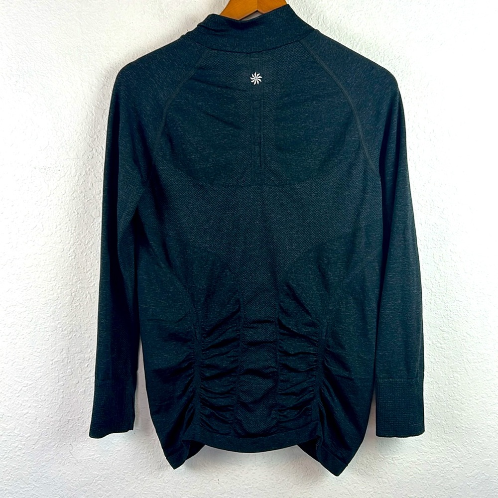 ATHLETA Charcoal Gray Quarter Zip Compression Ruched Pullover XL - Picture 6 of 7